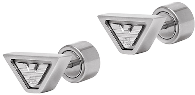 Emporio Armani Engraved Eagle Trapezoid Steel Earrings Silver for Men. EGS3130040 Buy Emporio Armani Engraved Eagle Trapezoid Steel Earrings Silver for Men. EGS3130040