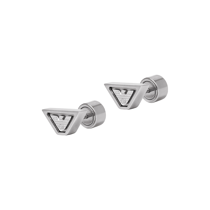 Order Emporio Armani Engraved Eagle Trapezoid Steel Earrings Silver for Men. EGS3130040