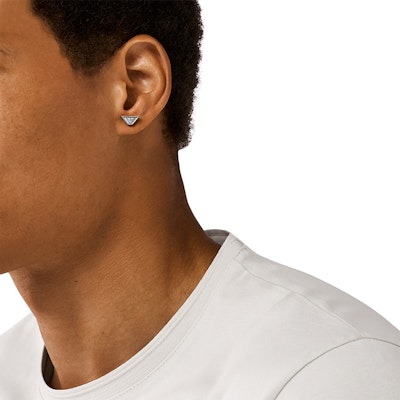 Emporio Armani Engraved Eagle Trapezoid Steel Earrings Silver for Men. EGS3130040 Shop Emporio Armani Engraved Eagle Trapezoid Steel Earrings Silver for Men. EGS3130040