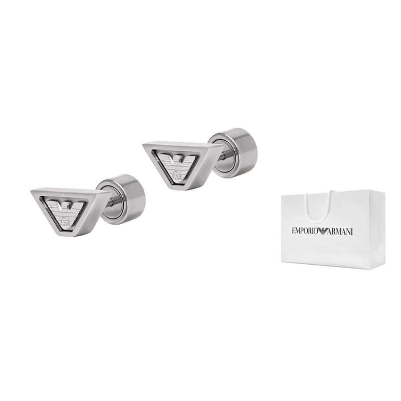 Sizing Emporio Armani Engraved Eagle Trapezoid Steel Earrings Silver for Men. EGS3130040