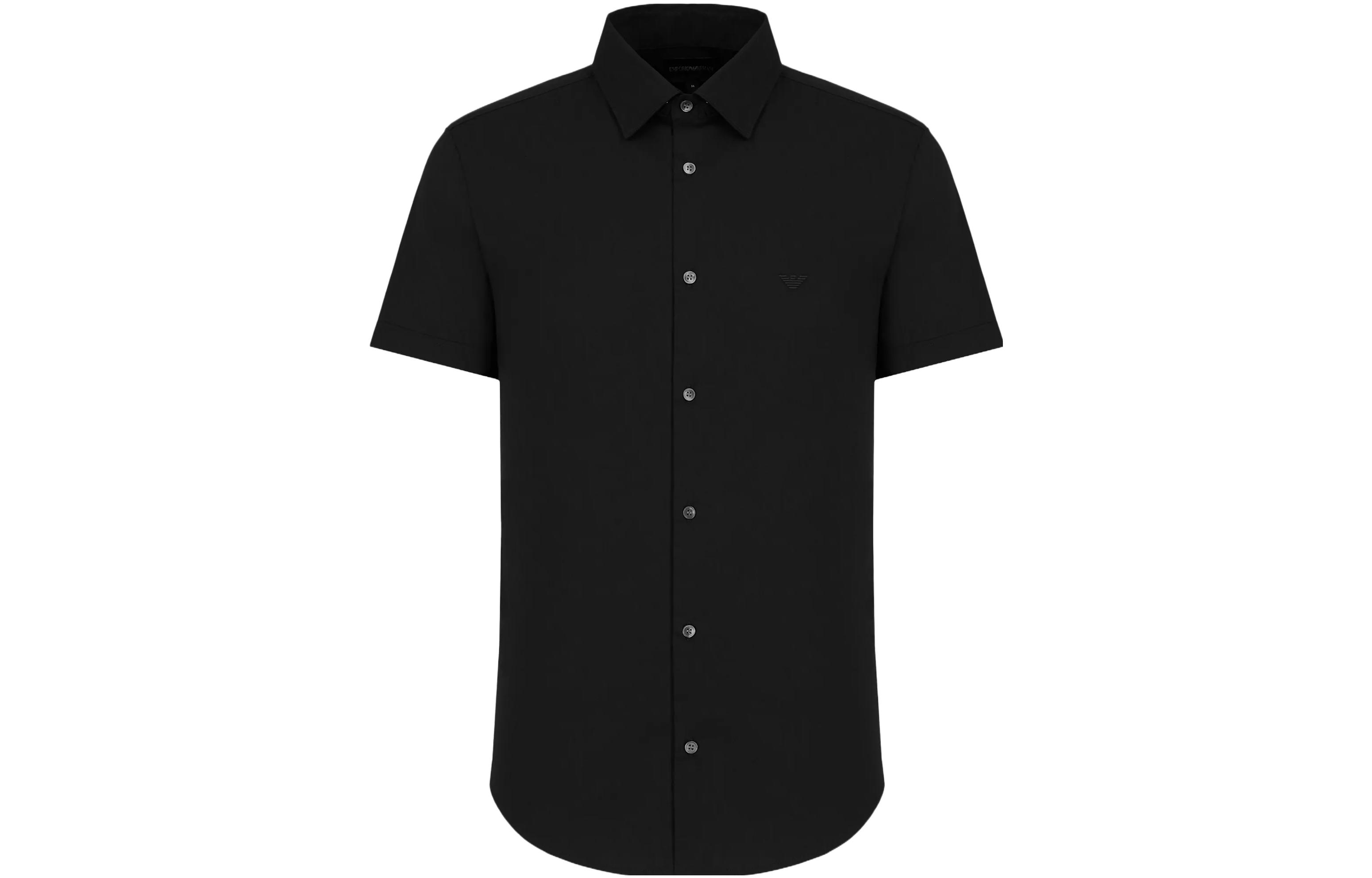 EMPORIO ARMANI Essentials  Black Fitted Short-Sleeve Solid Shirt 8N1C911N-I9Z1-0999