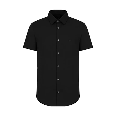 EMPORIO ARMANI Essentials Black Fitted Short-Sleeve Solid Shirt 8N1C911N-I9Z1-0999