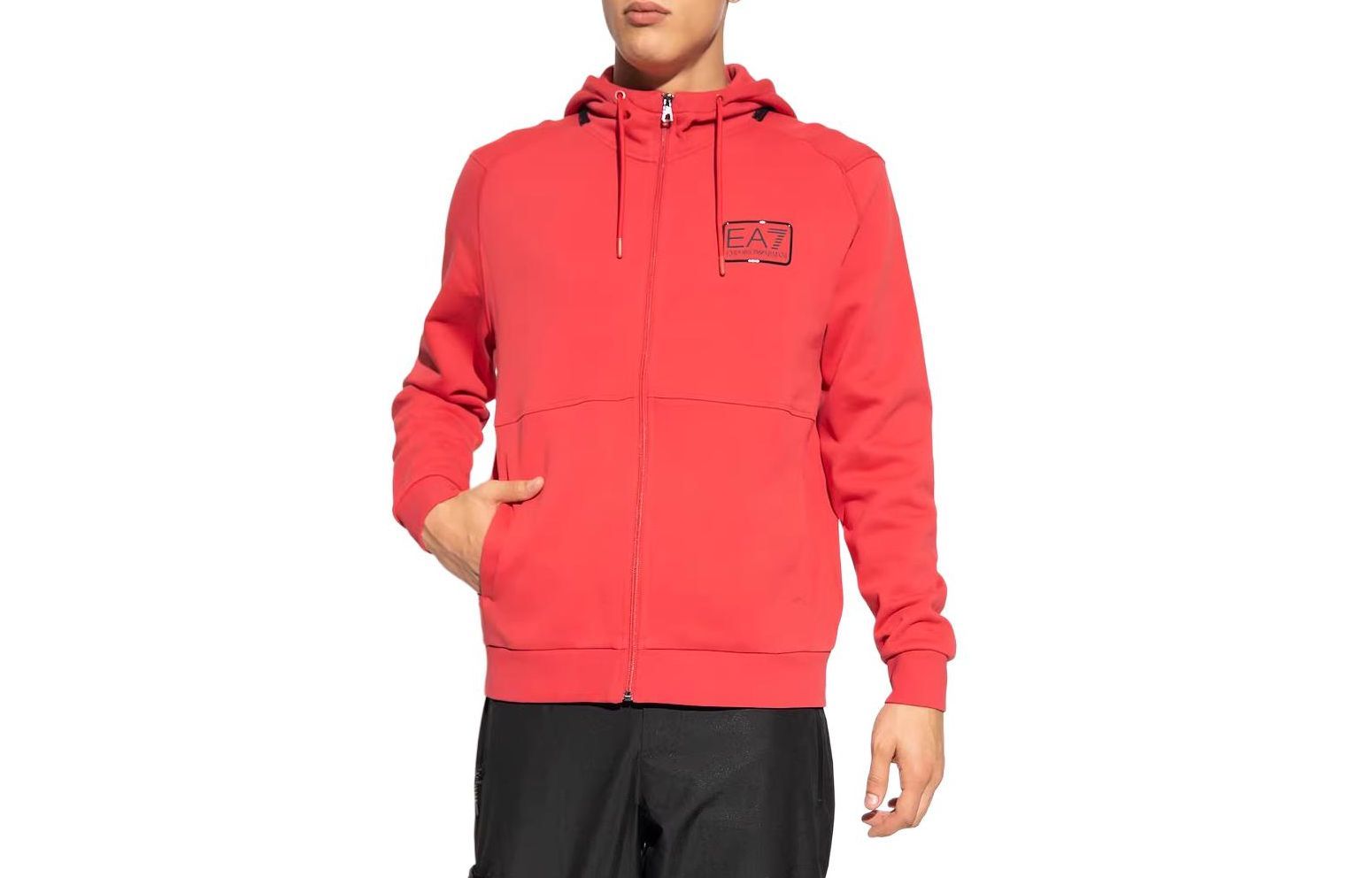 Emporio Armani EV7 Red Hooded Zip Knit Sweatshirt 6RPM97-PJ07Z-1462