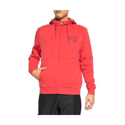 Emporio Armani EV7 Red Hooded Zip Knit Sweatshirt 6RPM97-PJ07Z-1462