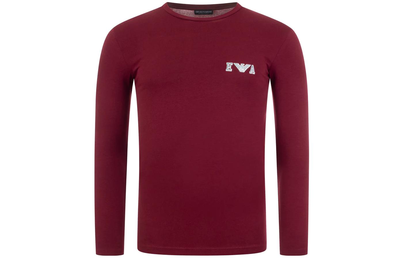 Emporio Armani EV7 Red Slim Fit Crewneck Pullover Long Sleeve Sweatshirt Men 111023-1A526-00076