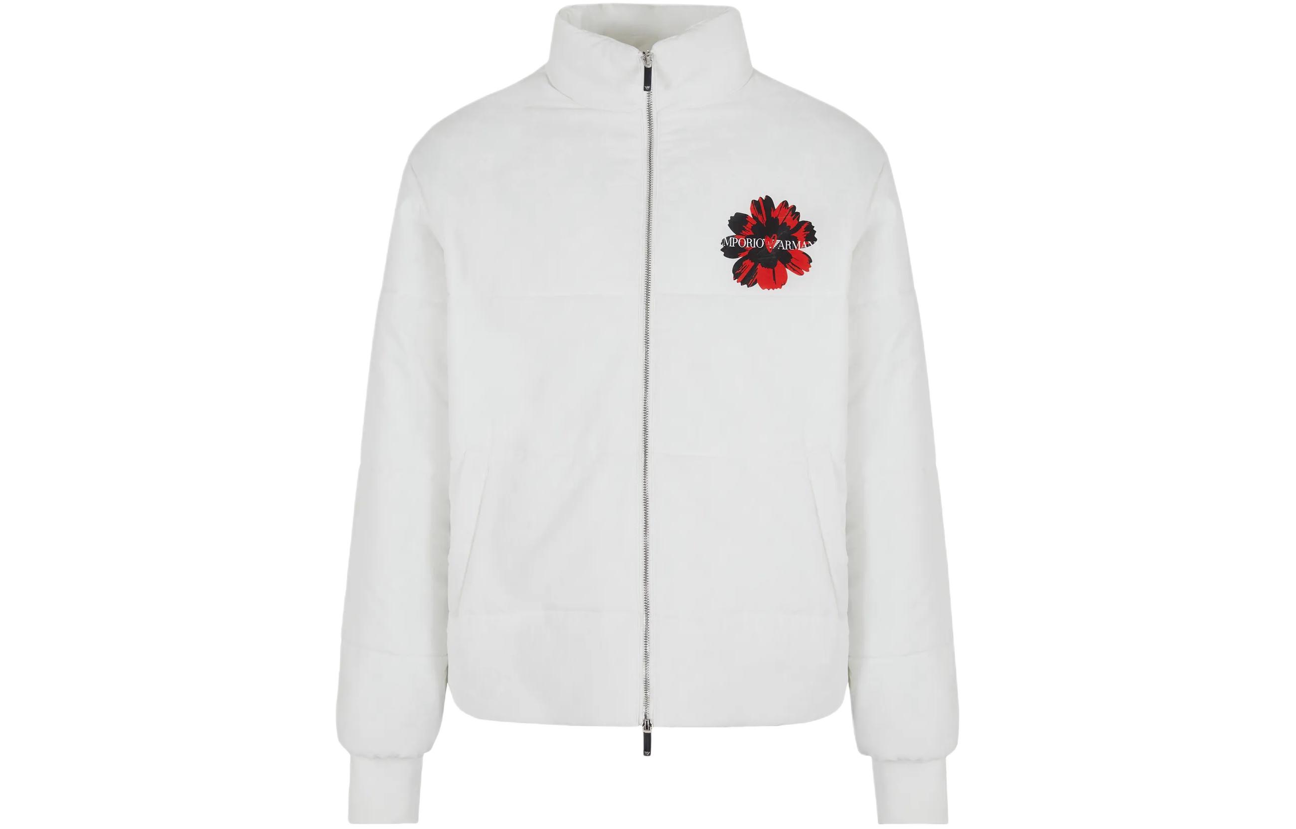 Emporio Armani Floral Letter Print Zip Jacket - Off-White 3D1B8P1-K2CZ1-0103