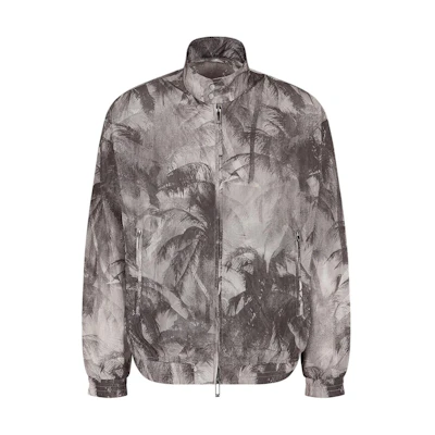 Emporio Armani Floral Print Zip Jacket Gray Long Sleeve Outerwear 3D1BH9-1NTDZ-1F617