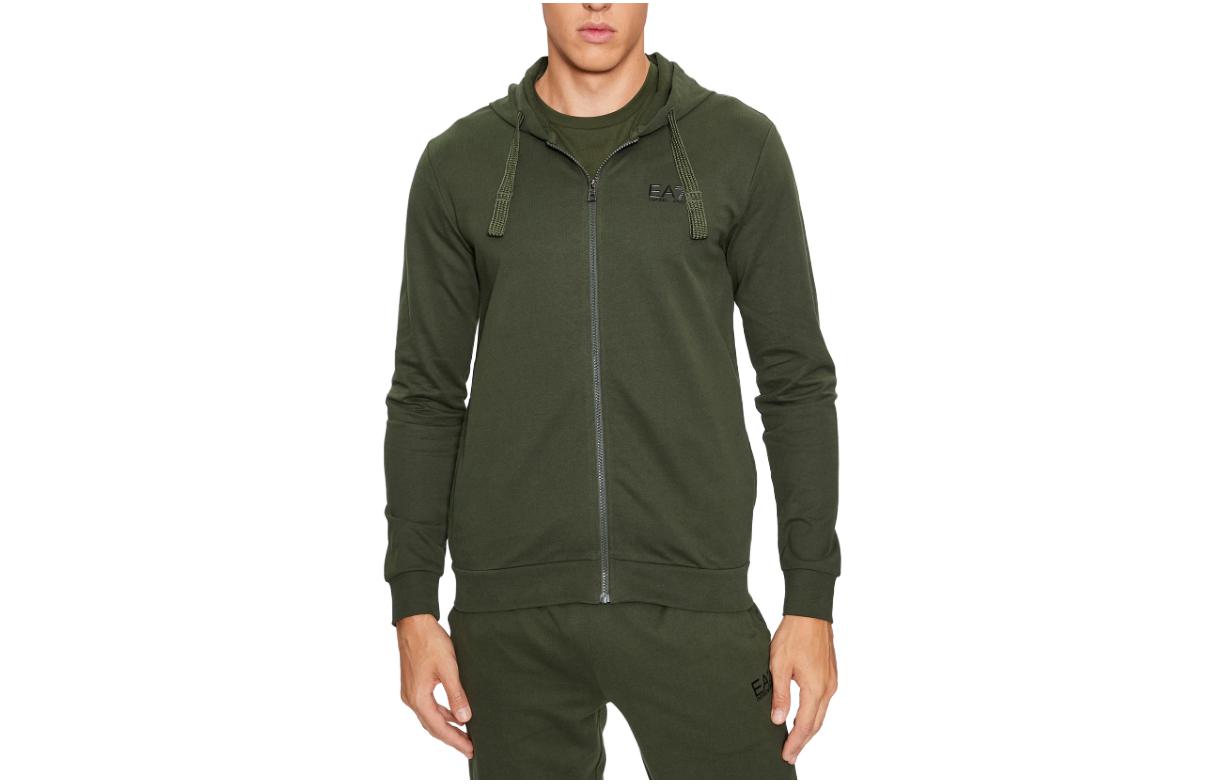 Emporio Armani Full-Zip Hoodie Green for Men with Logo Design 8NPM03-PJ05Z-1845