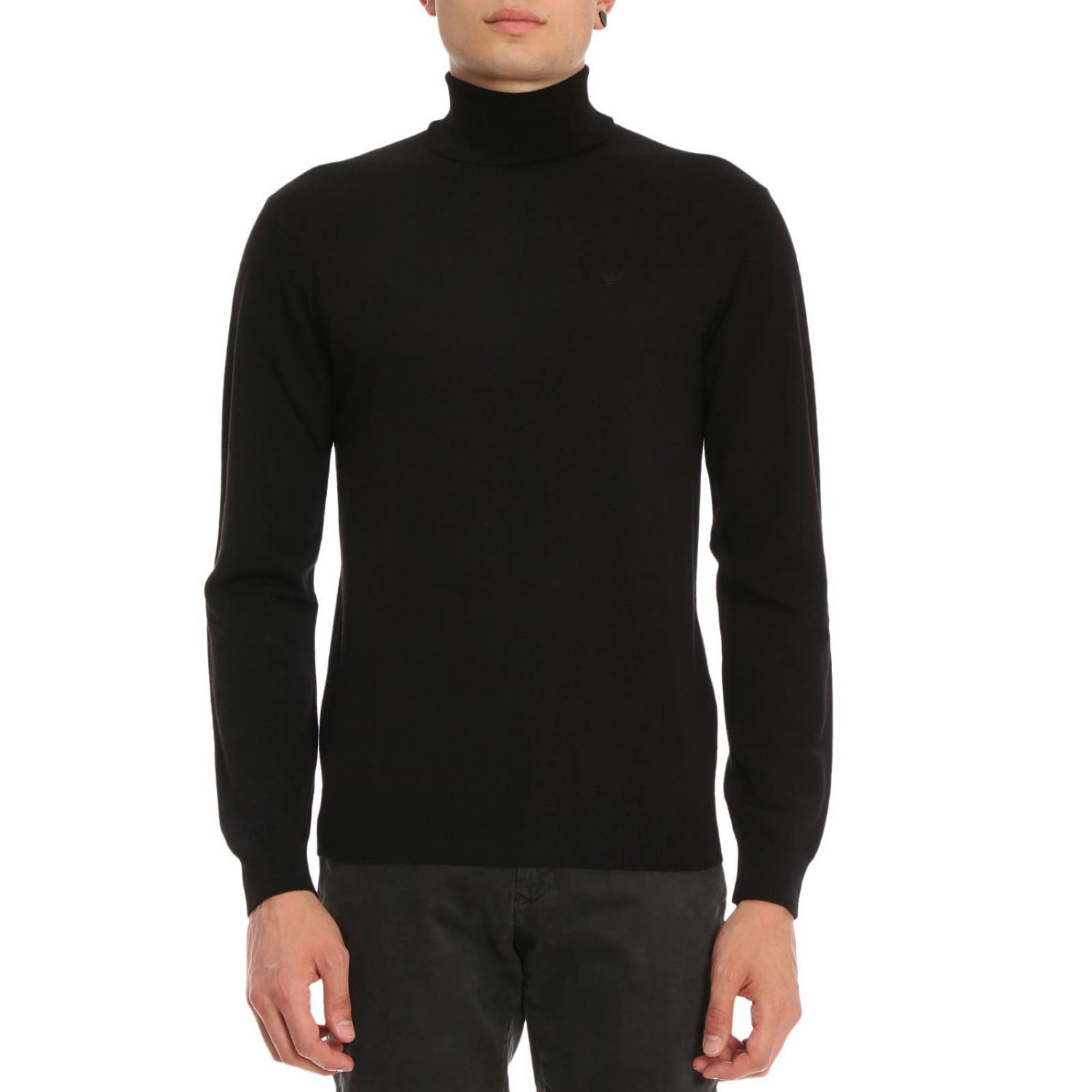 Shop 엠포리오 아르마니 FW20 블랙 울 터틀넥 스웨터 8N1MYZ-1M4CZ-0999