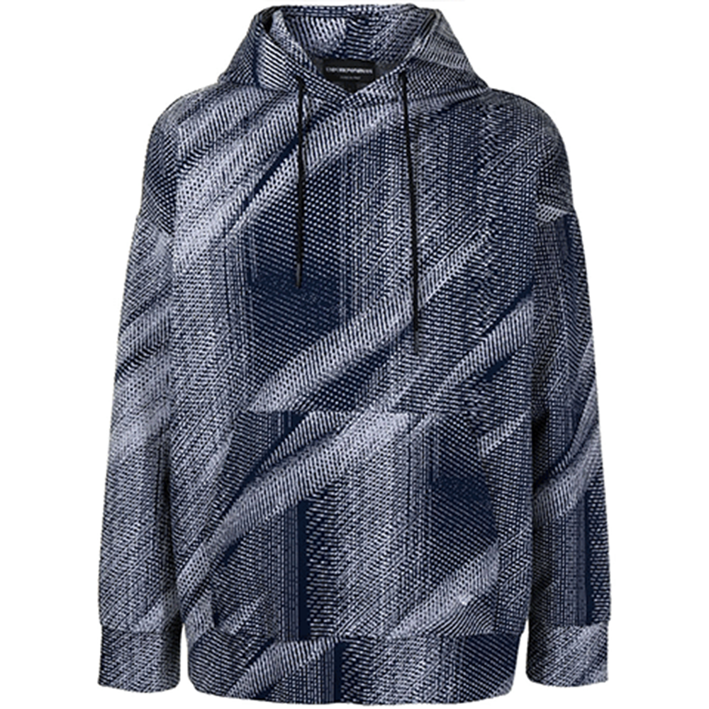 Emporio Armani FW21 Abstract Print Drawstring Hoodie Men’s Grey 3K1M6R-1JP3Z-F971
