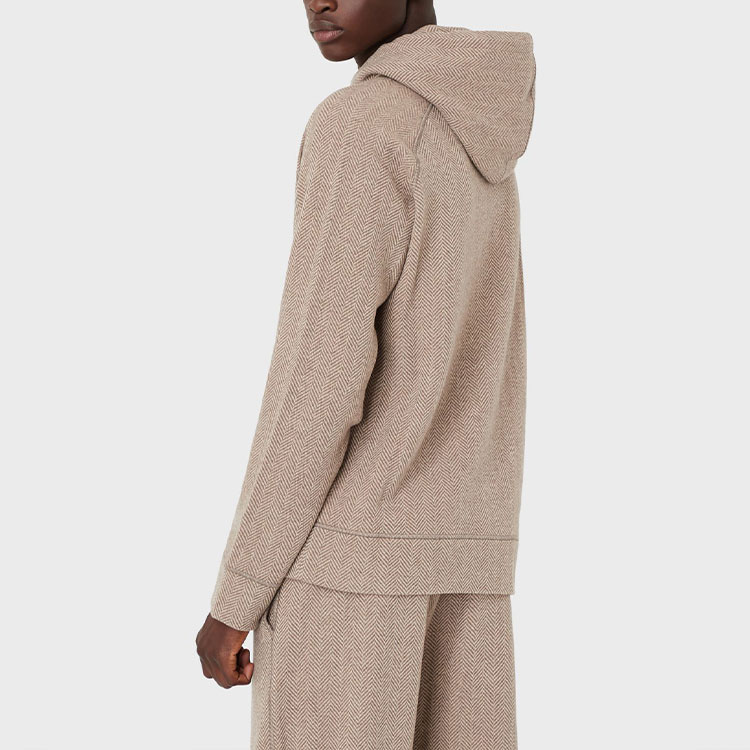 Purchase Emporio Armani FW21 Beige Herringbone Hooded Sweatshirt Lelaki. 6K1M6Q-1JS5Z-F135