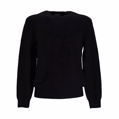 EMPORIO ARMANI FW21 Black Crew Neck Pullover Knit Sweater. 6K1MXD-1MVRZ-0920