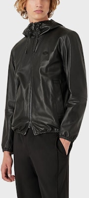 Emporio Armani FW21 黑色全拉鍊皮革連帽外套夹克. 01R54P-01P54-999 Shop Emporio Armani FW21 黑色全拉鍊皮革連帽外套夹克. 01R54P-01P54-999