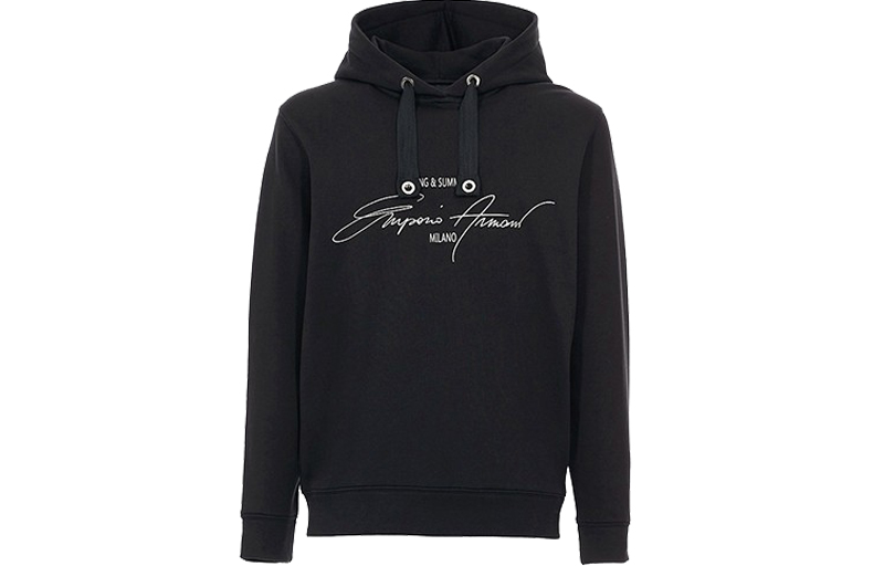 Emporio Armani FW21 Black Lettered Long Sleeve Hoodie 3G1ML1-1JHUZ-F043