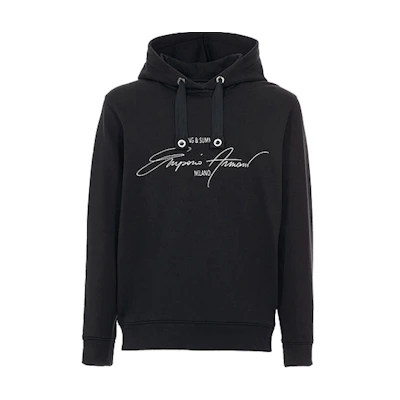 Emporio Armani FW21 Black Lettered Long Sleeve Hoodie 3G1ML1-1JHUZ-F043