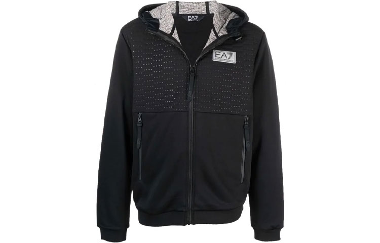 Emporio Armani FW21 Black Logo Patch Hooded Jacket Long Sleeve 6KPM36-PJCGZ-1200