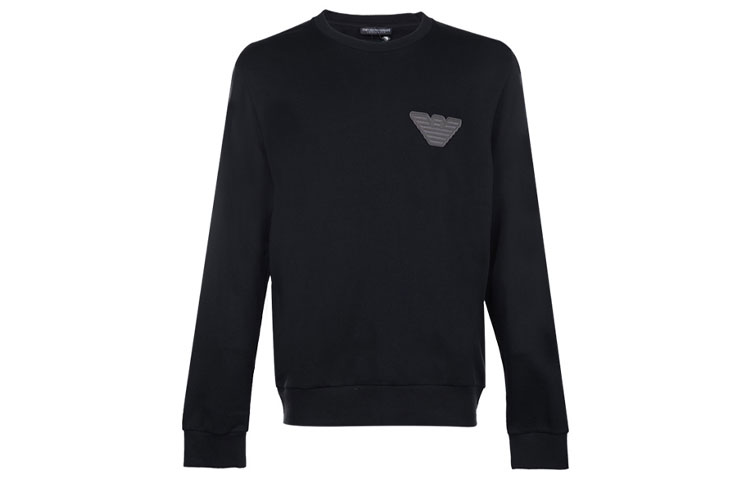 Emporio Armani FW21 Black Logo Pullover Fleece Sweatshirt 111785-1A571-00020