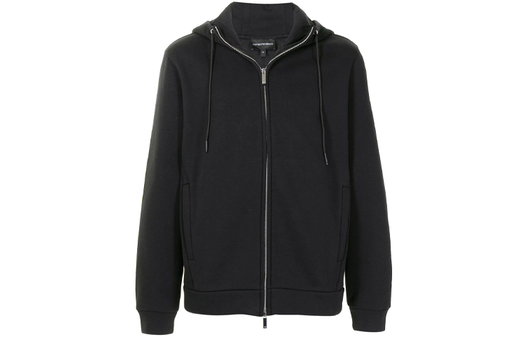 Emporio Armani FW21 Black Logo Zip-Up Hoodie Jacket for Men 3K1B8P-1JM3Z-1924