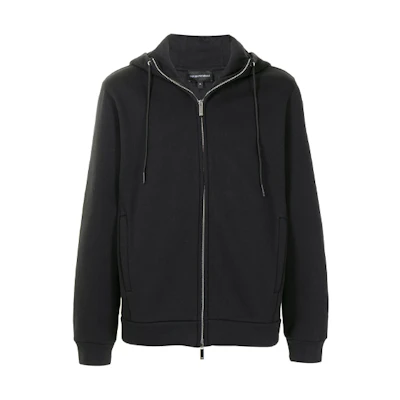 Emporio Armani FW21 Black Logo Zip-Up Hoodie Jacket for Men 3K1B8P-1JM3Z-1924