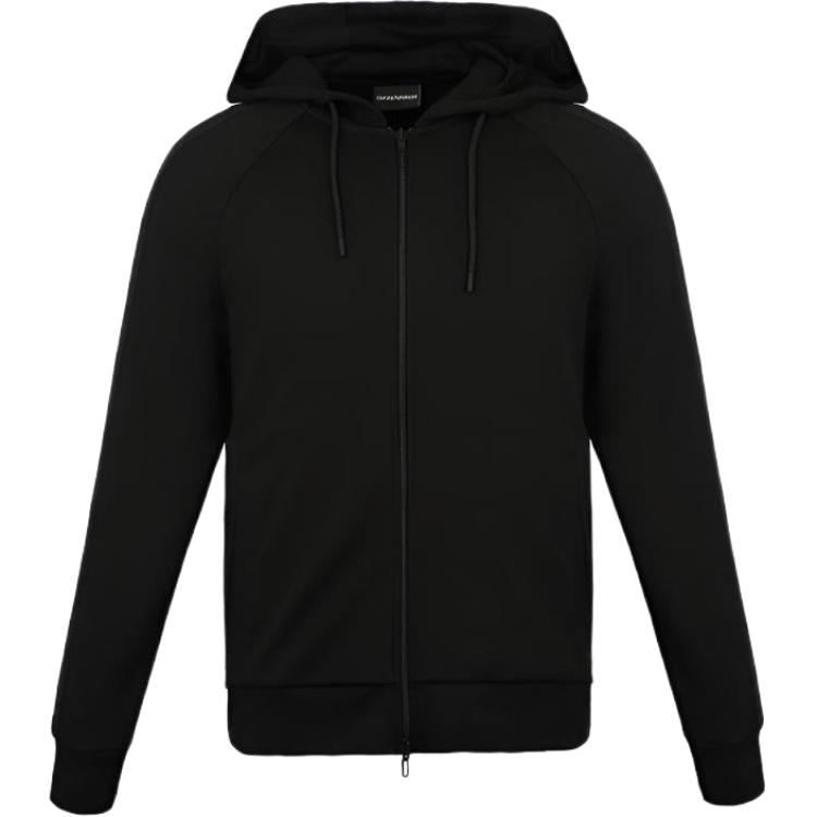 Emporio Armani FW21 Black Logo Zip-Up Hoodie Sweatshirt 3H1MG6-1J07Z-09990