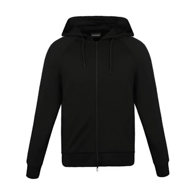 Emporio Armani FW21 Black Logo Zip-Up Hoodie Sweatshirt 3H1MG6-1J07Z-09990