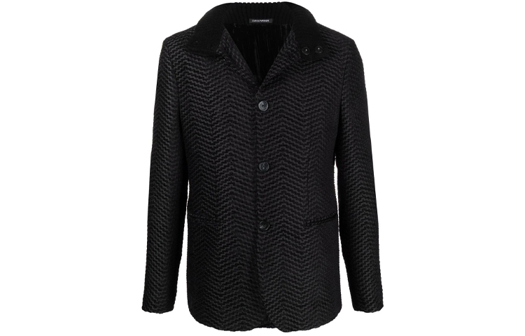 Emporio Armani FW21 Black Loose-Fit Single-Breasted Blazer Jacket B1G37-0B111-7999