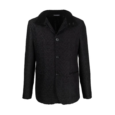 Emporio Armani FW21 Black Loose-Fit Single-Breasted Blazer Jacket B1G37-0B111-7999