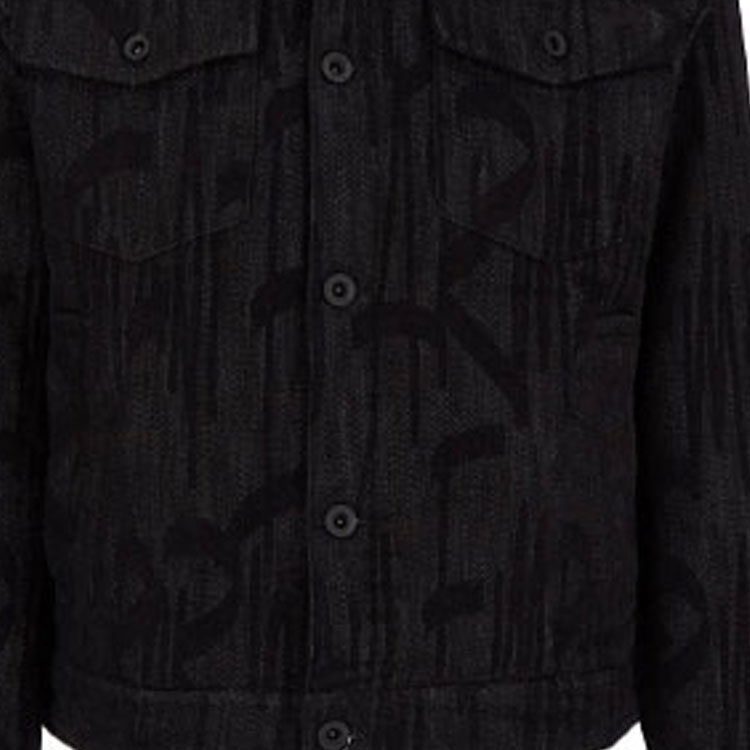 Shop EMPORIO ARMANI FW21 黑色印花牛仔夹克. 6K1BV9-1DS0Z-F070