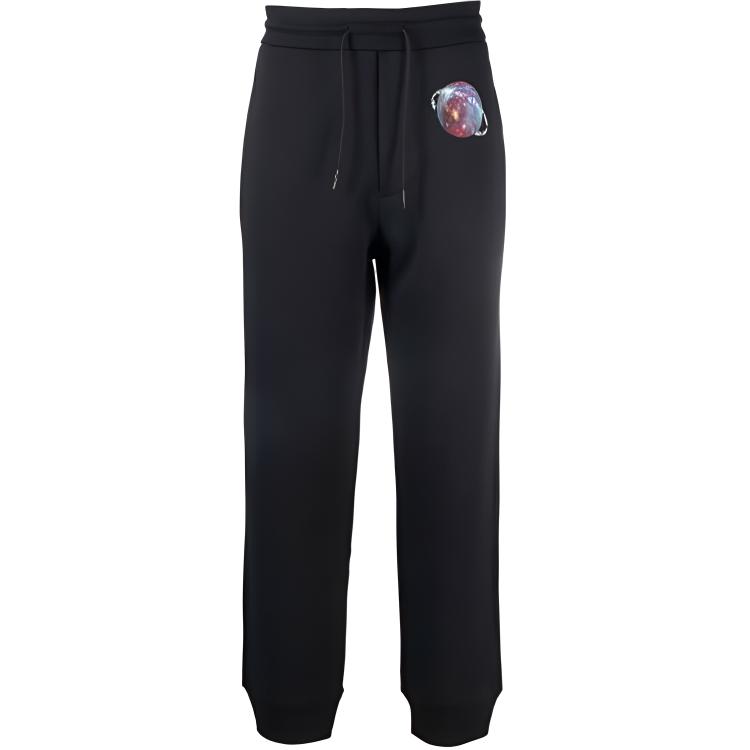 Emporio Armani FW21 Black Pattern Print Knit Jogger Sweatpants. 6K1P8Q-1JM3Z-0008
