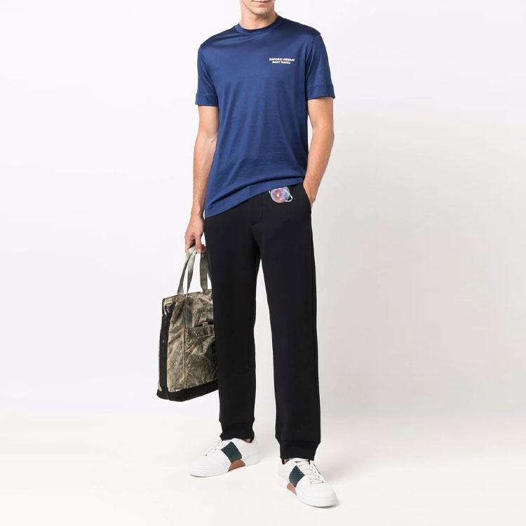 Lookbook Emporio Armani FW21 Black Pattern Print Knit Jogger Sweatpants. 6K1P8Q-1JM3Z-0008