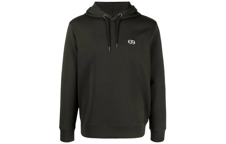 Emporio Armani FW21 Black Pullover Hoodie Solid Color Long Sleeve 6K1MB7-1JHSZ-0585