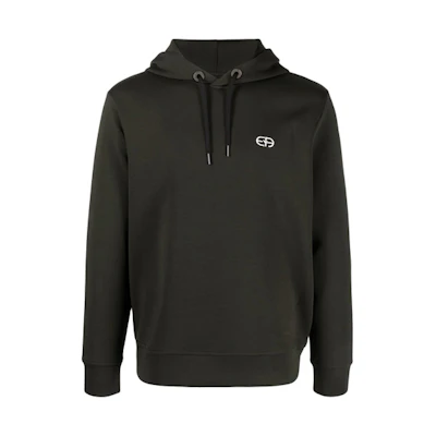 Emporio Armani FW21 Black Pullover Hoodie Solid Color Long Sleeve 6K1MB7-1JHSZ-0585