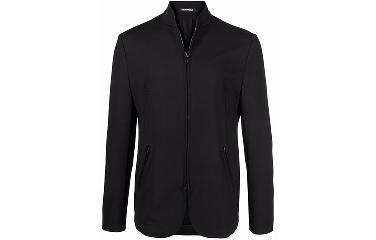 Emporio Armani FW21 Black Solid Color Zip-Up Jacket B1G41-0B140-5999
