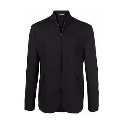 Emporio Armani FW21 Black Solid Color Zip-Up Jacket B1G41-0B140-5999