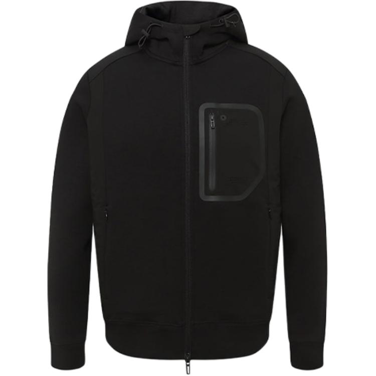 Emporio Armani FW21 Black Solid Color Zip-Up Sweatshirt Jacket 3K1MF7-1JVRZ-999