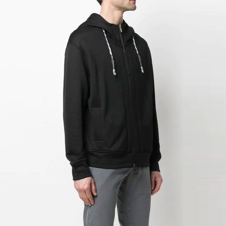 Emporio Armani FW21 Black Solid Drawstring Zip-Up Hoodie 3K1M67-1-JQLZ 圖 5