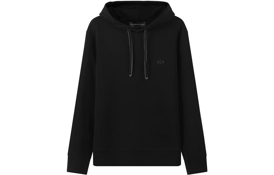 EMPORIO ARMANI FW21 Black Solid Logo Patch Hoodie Long Sleeve Sweatshirt 8N1MD0-1JHSZ-0999 圖 2