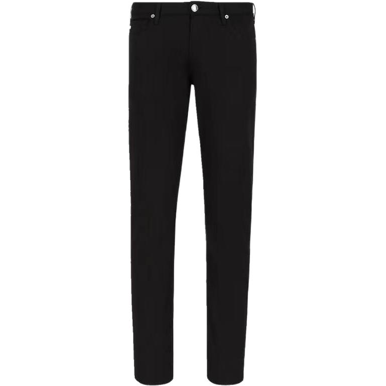 Emporio Armani FW21 Black Straight-Leg Button Mid-Rise Jeans. 8N1J06-1GN0Z-0999