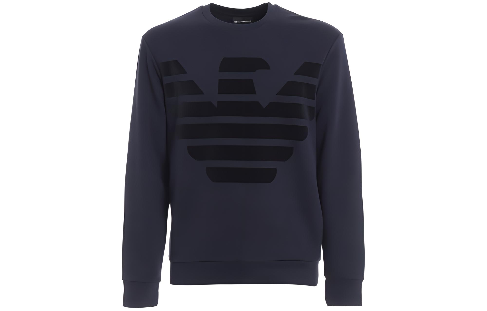 Emporio Armani FW21 Blue Crewneck Logo Print Long-Sleeve Sweatshirt 3G1M67-1J07Z-0946