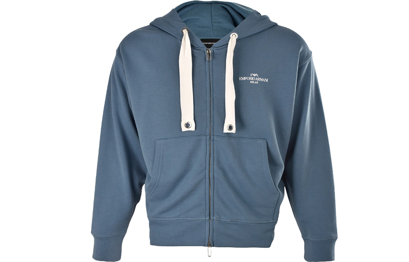 Emporio Armani FW21 Blue Logo Hoodie Jacket 3G1BN4-JHUZ-0947