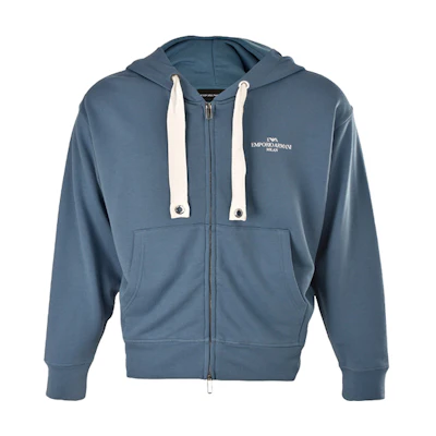 Emporio Armani FW21 Blue Logo Hoodie Jacket 3G1BN4-JHUZ-0947