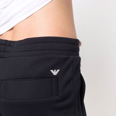 Emporio Armani FW21 Blue Logo Jogger Knit Sweatpants. 8N1PS9-1JRIZ-0920 Details for Emporio Armani FW21 Blue Logo Jogger Knit Sweatpants. 8N1PS9-1JRIZ-0920