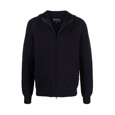 Emporio Armani FW21 Blue Solid Zip-Up Hoodie Jacket 6K1BV4-1M16Z-0922