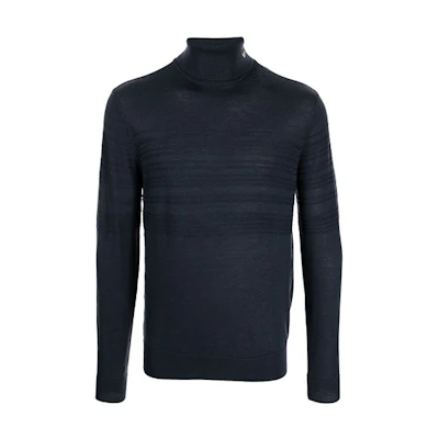 Emporio Armani FW21 Blue Striped Detail Turtleneck Sweater 6K1MXG-1MXTZ-0931