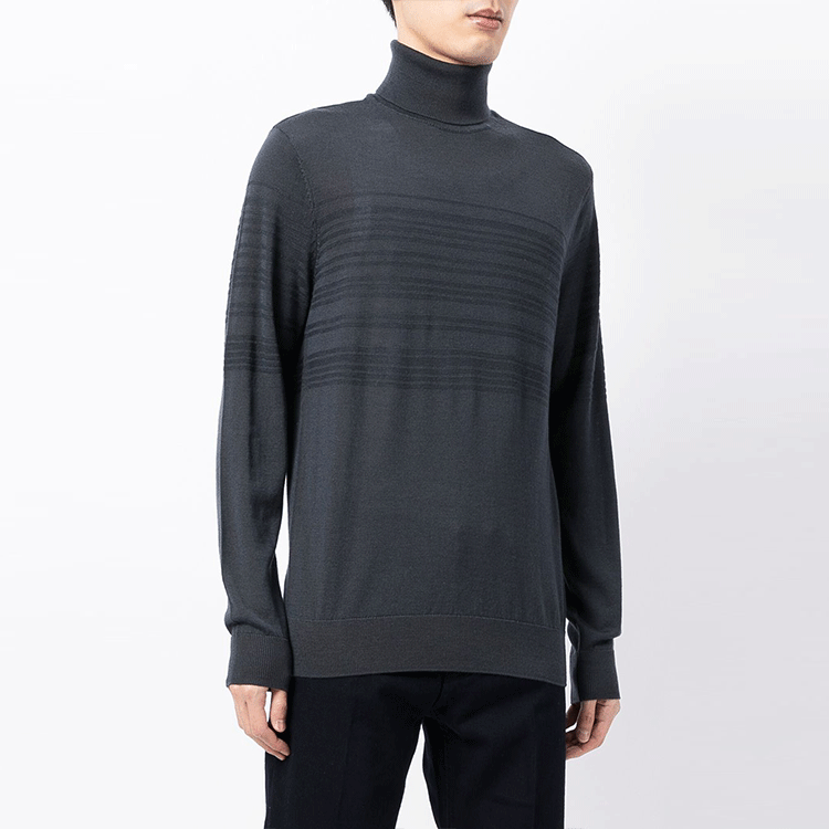 Shop エンポリオアルマーニ FW21 ブルーストライプディテール タートルネックセーター 6K1MXG-1MXTZ-0931