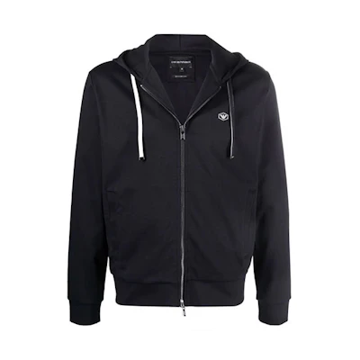 EMPORIO ARMANI FW21 Blue Zip Hoodie Jacket Sweatshirt 8N1MG0-1JBTZ-0920