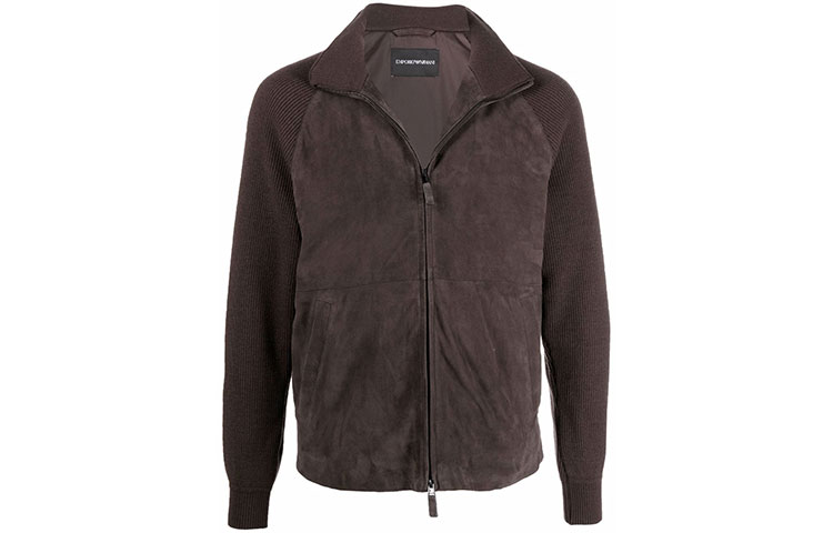 Emporio Armani FW21 Brown Leather Patchwork Aviator Jacket B1R40P-B1P40-479