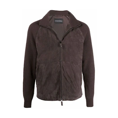 Emporio Armani FW21 Brown Leather Patchwork Aviator Jacket B1R40P-B1P40-479