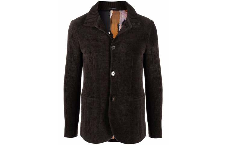 Emporio Armani FW21 Brown Loose-Fit Single-Breasted Blazer Jacket B1G37-0B121-0478