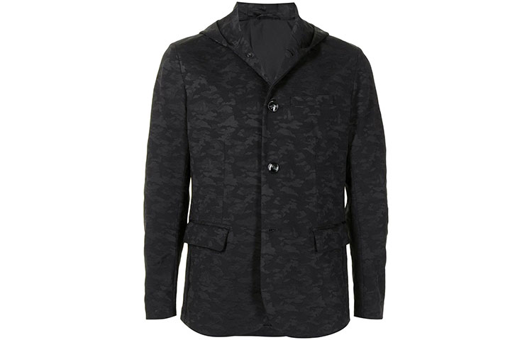Emporio Armani FW21 Camouflage Hooded Blazer Jacket - Black 3K1GN6-1JUTZ-F028